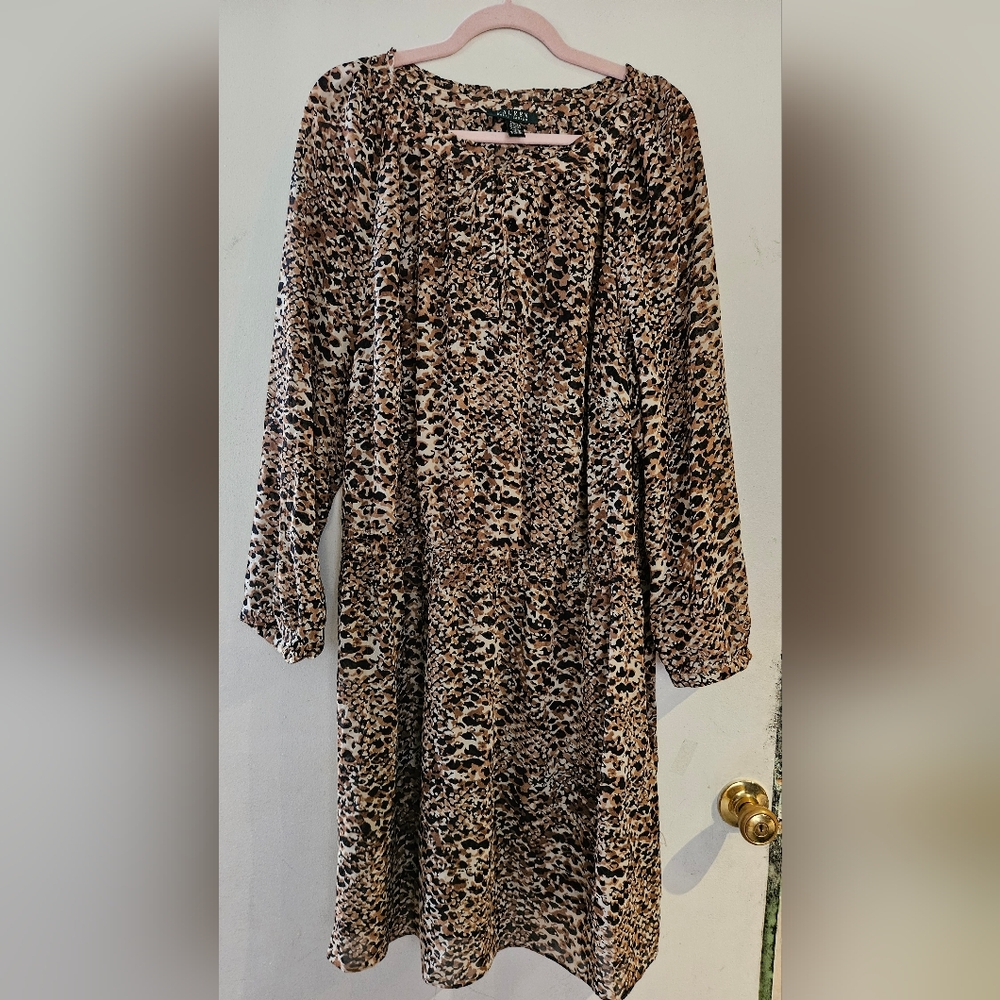 Ralph Lauren Animal Print Long Sleeve Dress